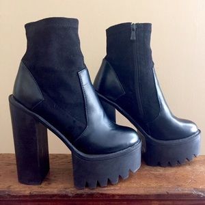 KARMEN CLEATED SOCK-FIT PLATFORM ANKLE BOOTS